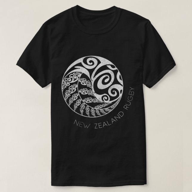 New Zealand Rugby T Shirt, Maori Inspired Kiwi & S T-Shirt (Design Front)