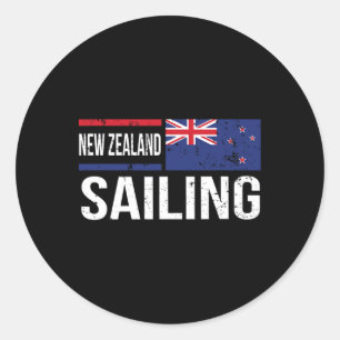 New Zealand Sailing Flag Sailors Boating Match Tea Classic Round Sticker