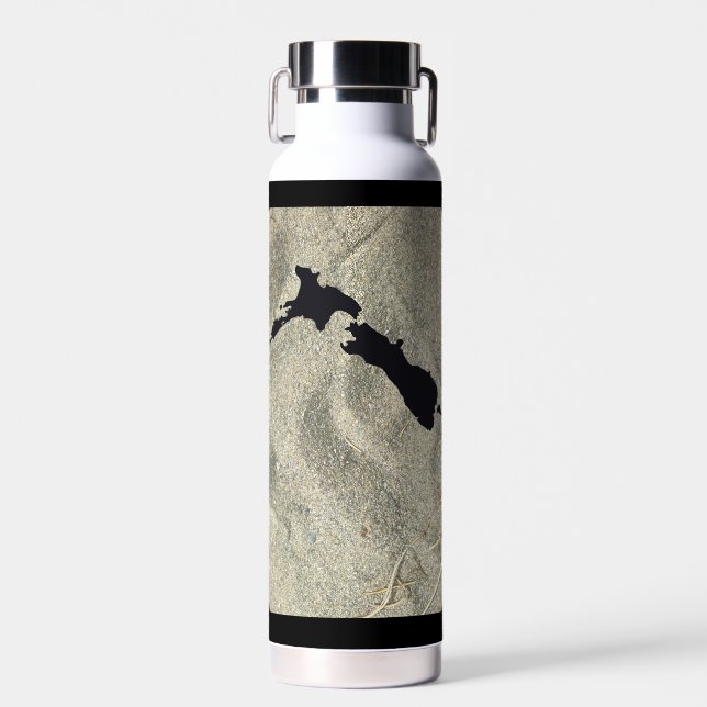 NEW ZEALAND SAND BEACH BLACK AOTEAROA NZ KIWI NAME WATER BOTTLE (Front)