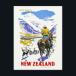 New Zealand Sheep Droving Vintage Poster 1930s Postcard<br><div class="desc">Vintage travel poster from New Zealand. Published in the 1930s. Please note that our posters are high quality reproductions based on professional, very high resolution scans off the originals. Our manual retouching process does not involve the use of filters that remove any original details or texture that you will see...</div>