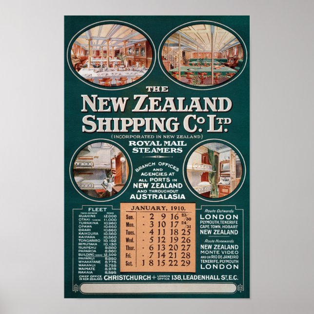 New Zealand Shipping Co. Vintage Poster (Front)