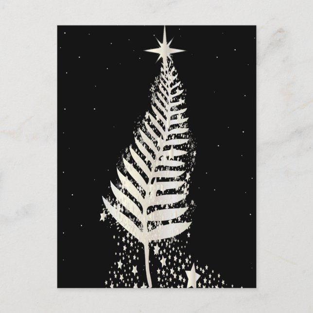New Zealand SIlver Fern Christmas Tree Holiday Postcard (Front)