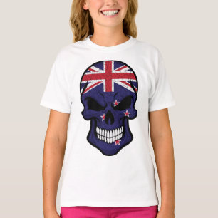 New Zealand Smiling Skull Flag T-Shirt