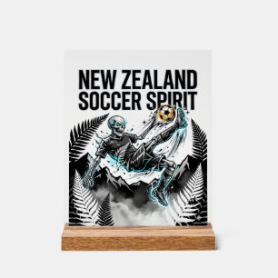 New Zealand Soccer Spirit Skeleton Striker Nations Acrylic Sign