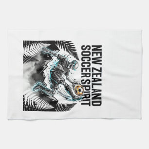 New Zealand Soccer Spirit Skeleton Striker Nations Tea Towel
