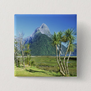 New Zealand, South Island, Mitre Peak, 15 Cm Square Badge