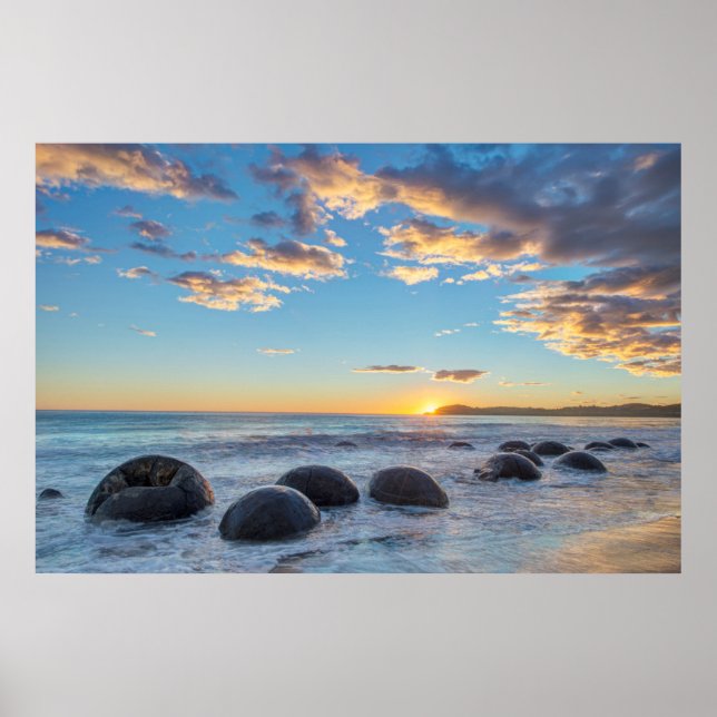 New Zealand, South Island, Moeraki Boulders Poster (Front)