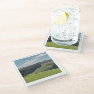 New Zealand Souvenir Rolling Hills Photo Glass Coaster
