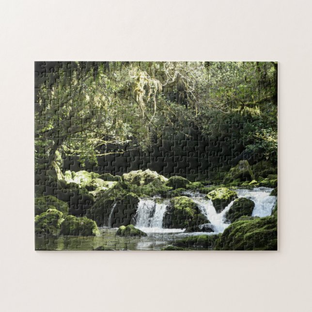 New Zealand Stream with Waterfalls Nature Photo Jigsaw Puzzle (Horizontal)