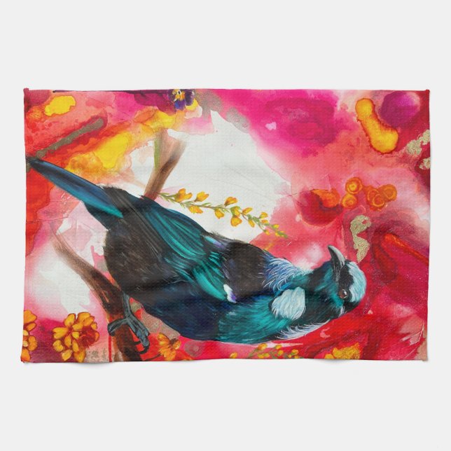 New Zealand Tui Bird Tea Towel  (Horizontal)