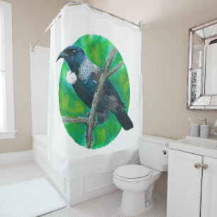 New Zealand Tui - Painting in acrylic Shower Curtain