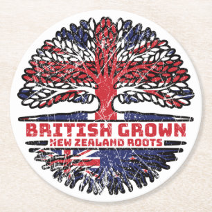 New Zealand Uk United Kingdom British Tree Roots Round Paper Coaster