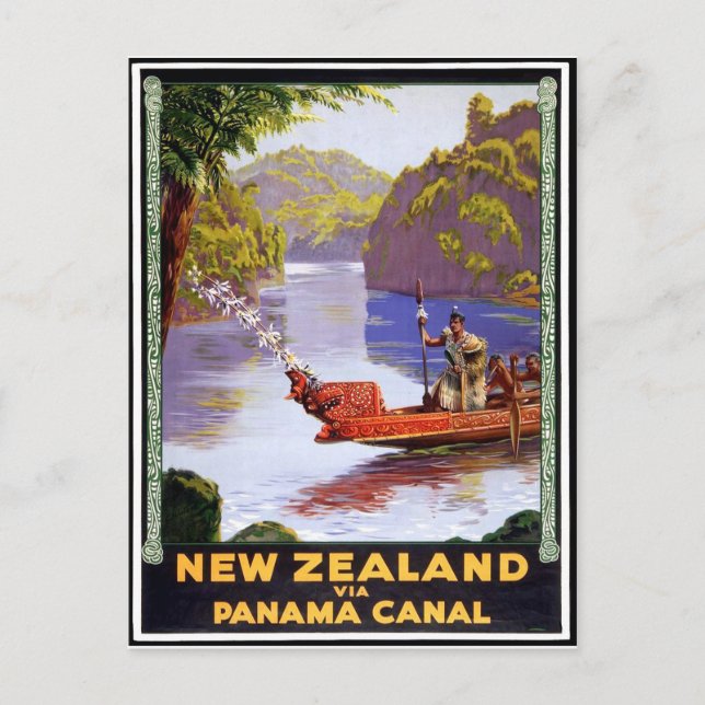 New Zealand via Panama canal, people on boat Postcard (Front)