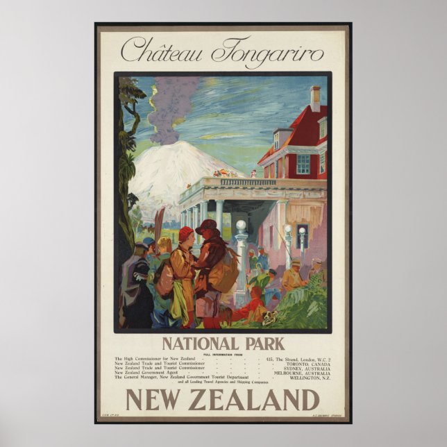 New Zealand Vintage Travel Poster Ad Retro Prints (Front)