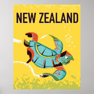 New Zealand vintage travel poster art.