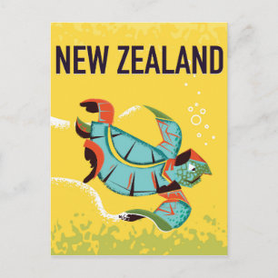 New Zealand vintage travel poster art. Postcard