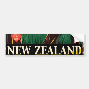 New Zealand Vintage Travel Poster Bumper Sticker