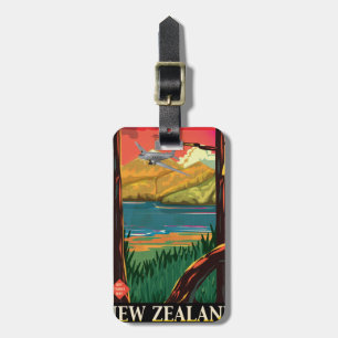 New Zealand Vintage Travel Poster Luggage Tag