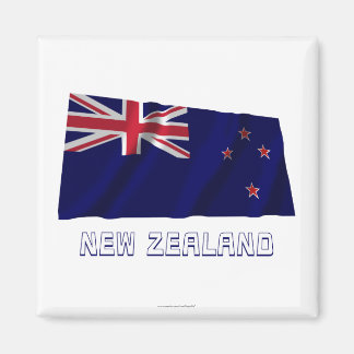 New Zealand Waving Flag with Name Magnet