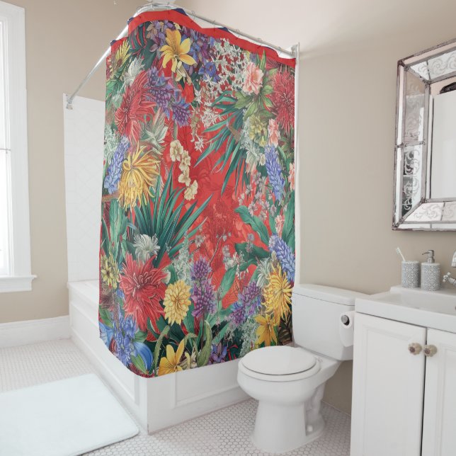 New Zealand Wildflowers Shower Curtain (In Situ)