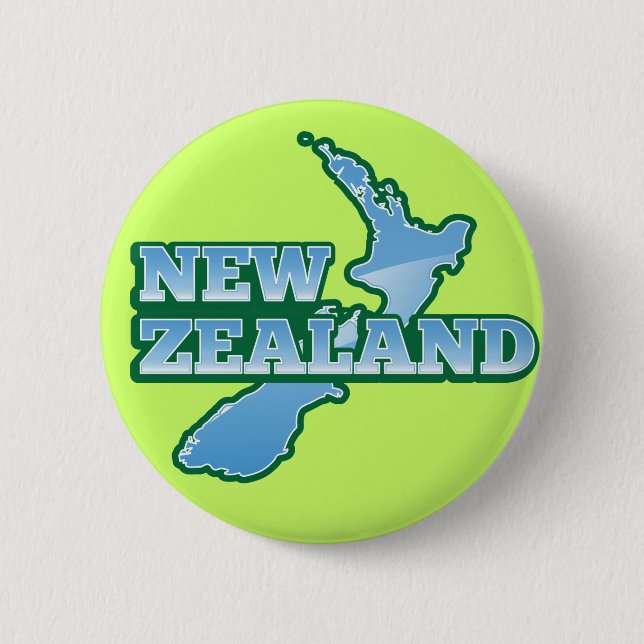 NEW ZEALAND with a map 6 Cm Round Badge (Front)