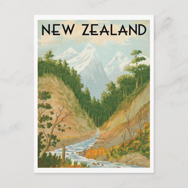 New Zealand with vintage travel style Postcard (Front)