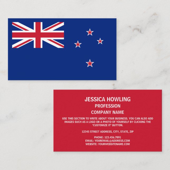 New Zealander Flag, Flag of New Zealand Business Card (Front/Back)
