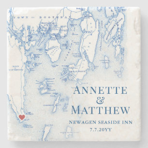 Newagen Seaside Inn Wedding Favour Maine Map Stone Coaster