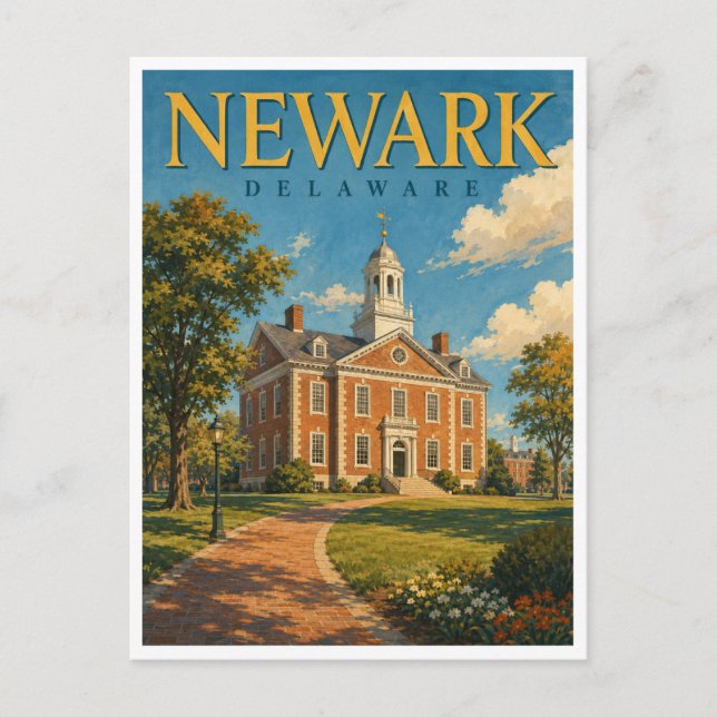 Newark Delaware Old College GeoSaga Postcard (Front)