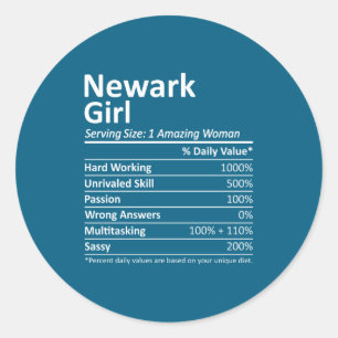 Newark Girl Nj New Jersey Funny City Home Roots _1 Classic Round Sticker