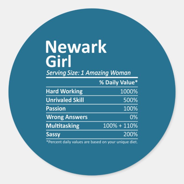 Newark Girl Nj New Jersey Funny City Home Roots _1 Classic Round Sticker (Front)