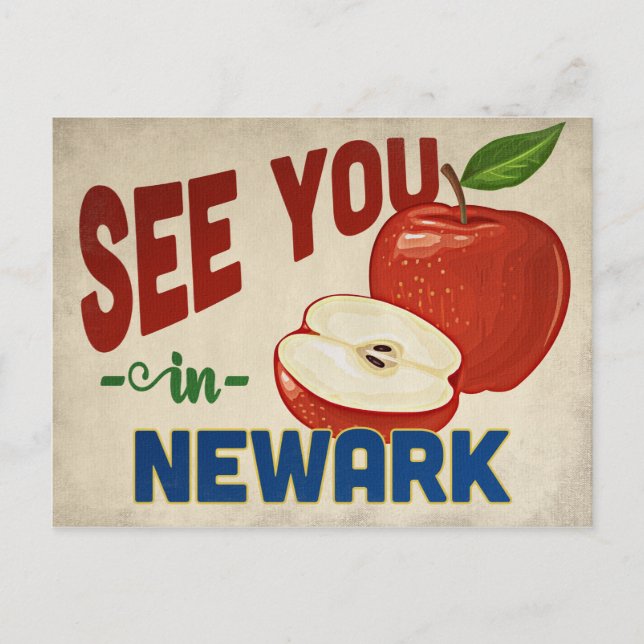 Newark New Jersey Apple - Vintage Travel Postcard (Front)