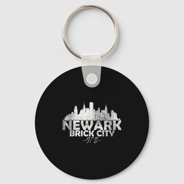 Newark New Jersey Nj Brick City Skyline  Key Ring (Front)