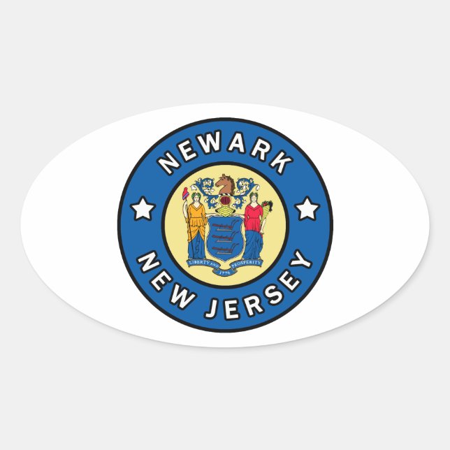 Newark New Jersey Oval Sticker (Front)