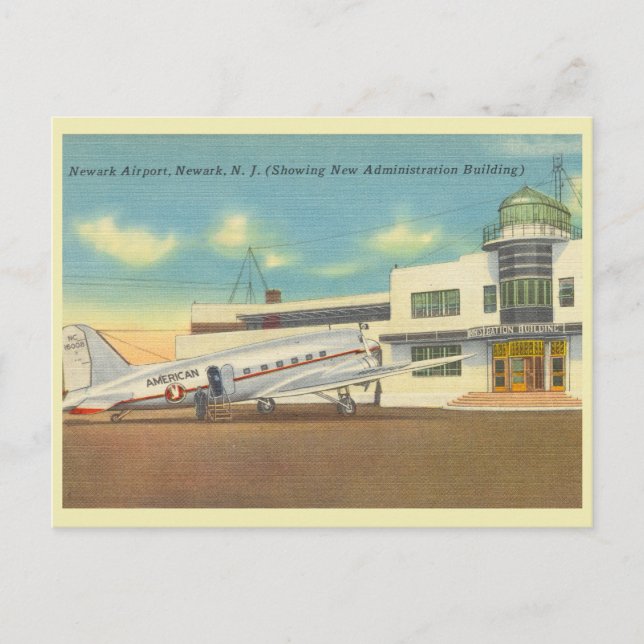 Newark New Jersey vintage airport 1940s Postcard (Front)