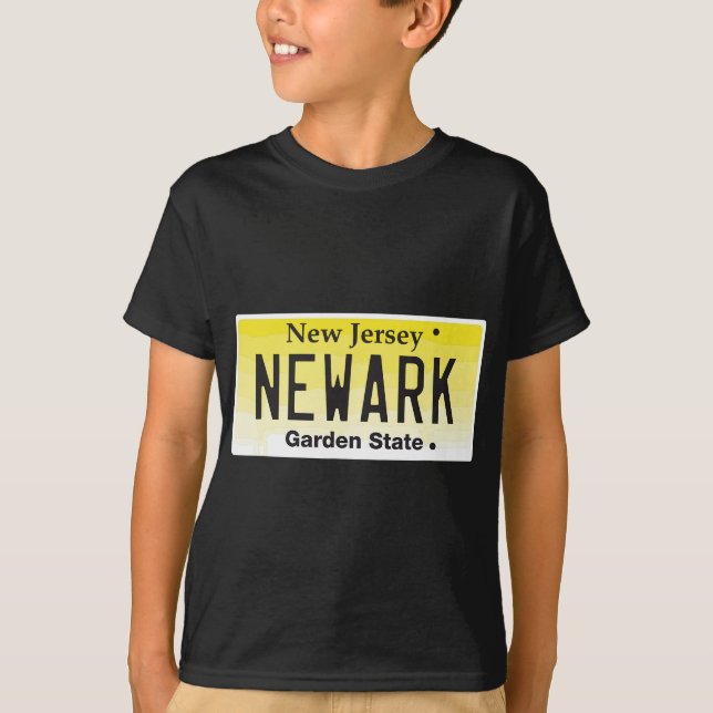 Newark NJ New Jersey license plate brick city grap T-Shirt (Front)