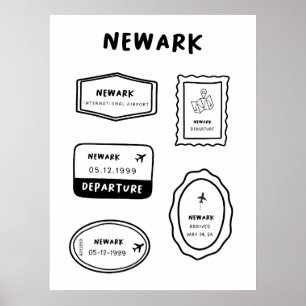 Newark - Travel Stamp Collection Minimalist Poster