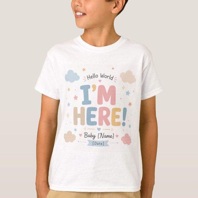 Newborn Announcement Design T-Shirt (Front)