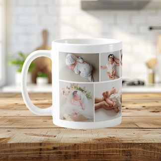 Newborn Baby 7 Photo Collage Birth Stats Coffee Mug
