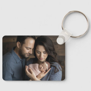 Newborn Baby and Parents Photo  Key Ring