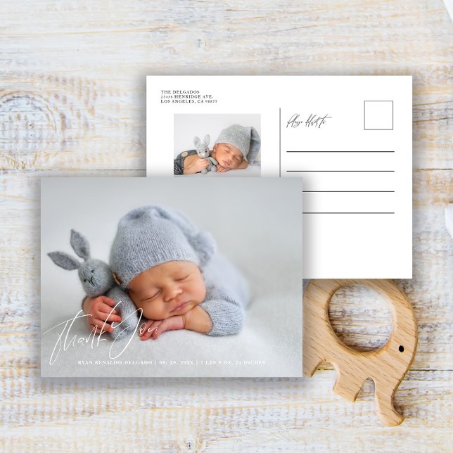 Newborn Baby Birth Announcement Photo Thank You  Postcard (Creator Uploaded)