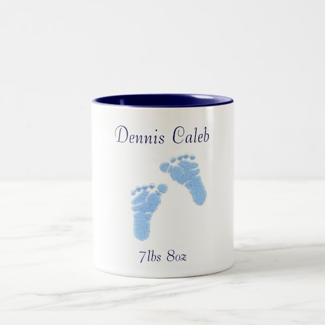 Newborn baby boy feet coffee cup (Center)