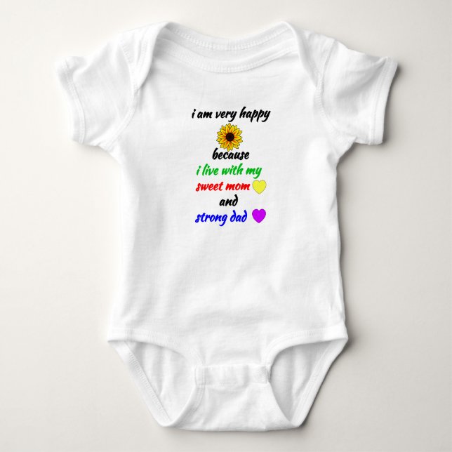 Newborn Baby Boy Girl Gift - Family Happy Mum Dad  Bodysuit (Front)