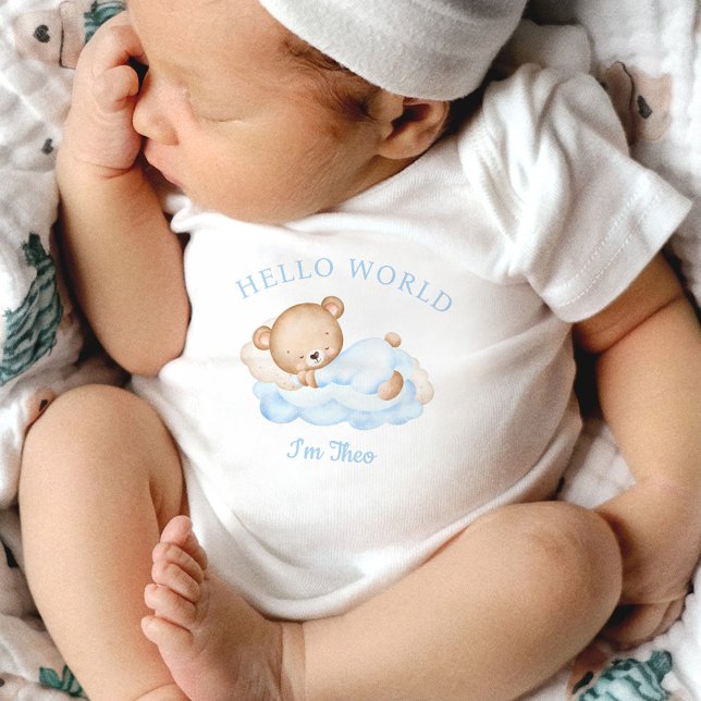 Newborn Baby Boy Name Blue Bear Baby Baby Bodysuit (Creator Uploaded)