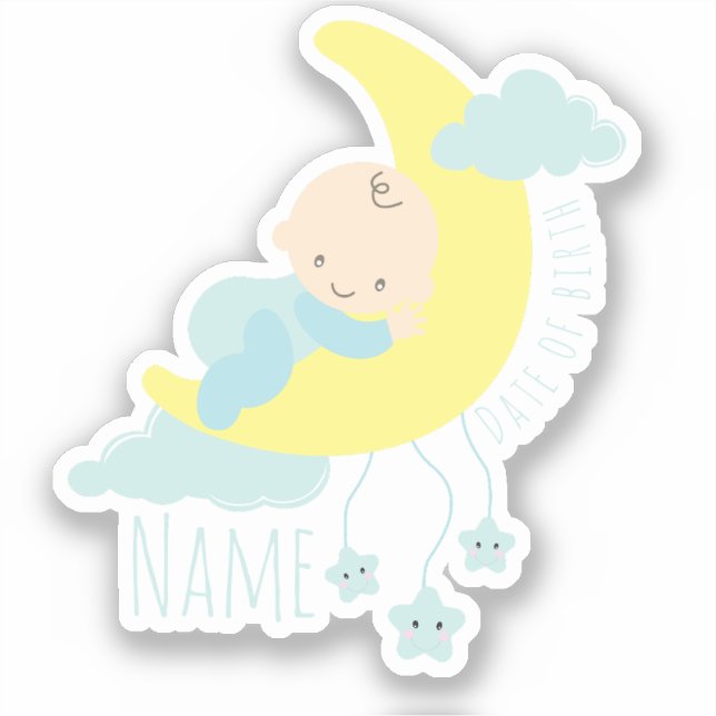 Newborn Baby Boy Personalized Name/DOB Sticker (Front)