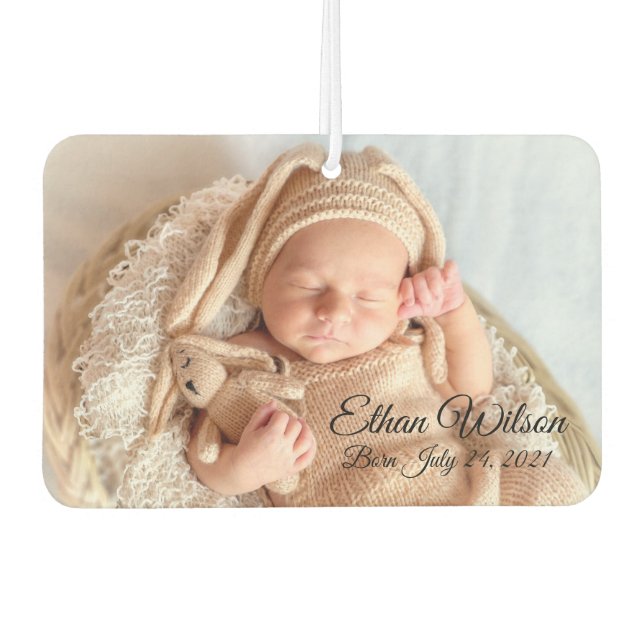 Newborn baby family Personalised Photo car Air Freshener (Front)