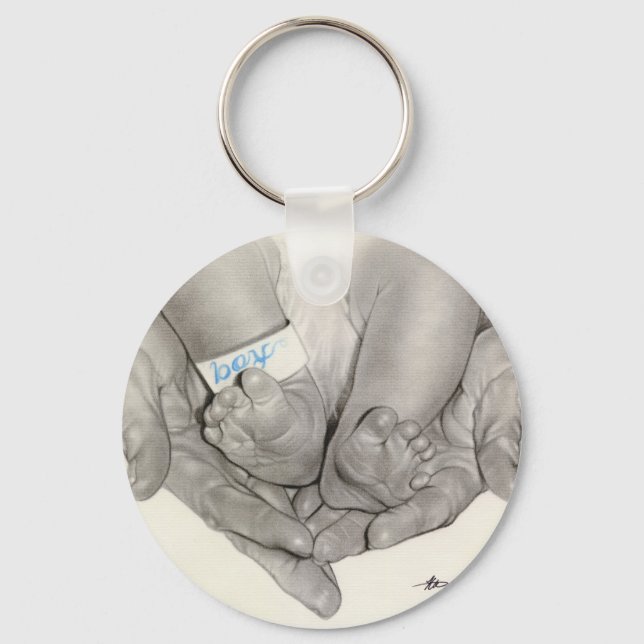 Newborn baby feet hands Keychain (Front)