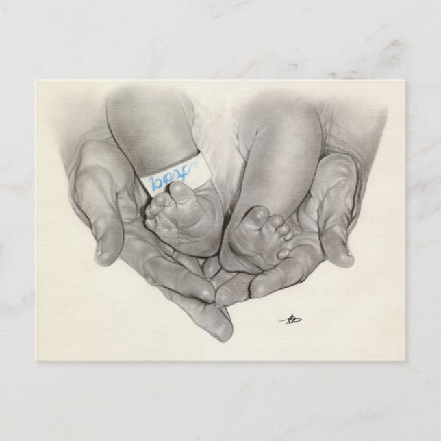 Newborn baby feet hands Postcard (Front)