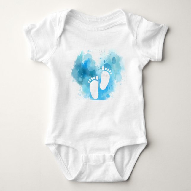 Newborn baby footprint design  baby bodysuit (Front)