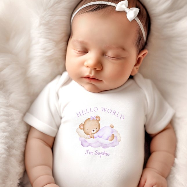 Newborn Baby Girl Name Personalised Purple Bodysuit (Newborn Baby Girl Name Personalized Purple Baby Bodysuit)
